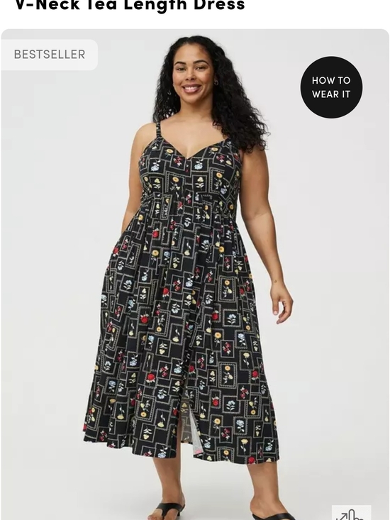 torrid Dresses & Skirts - V-Neck Midi Dress in Black Floral Tile Print